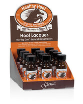 Gena Healthy Hoof Lacquer display with multiple bottles, the top coat secret of horse trainers.